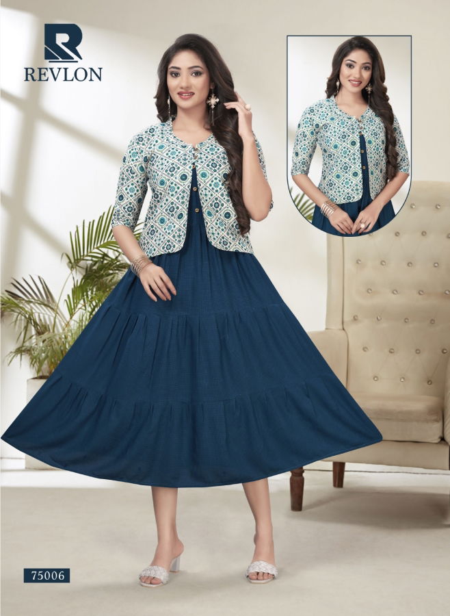 Raashi Revlon Rayon Designer Ethnic Wear Anarkali Kurti Collection